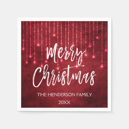 Rood en Wit Kerstmis Script Vakantie Servetten (Voorkant)