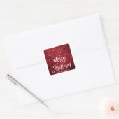 Rood en Wit Kerstmis Script Vakantie Vierkante Sticker (Envelop)