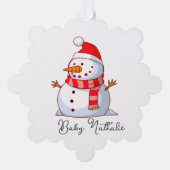 Rood en Wit Kerstmis Sneeuwman van Santa Ornament Kaart (Voorkant)