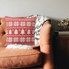 Rood en wit Kerstmis Sweater Patroon Kussen