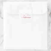 Rood en wit Kerstmis van Achternaam Vierkante Sticker (Tas)