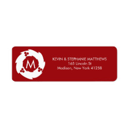 Rood en wit kerstmonogram etiket
