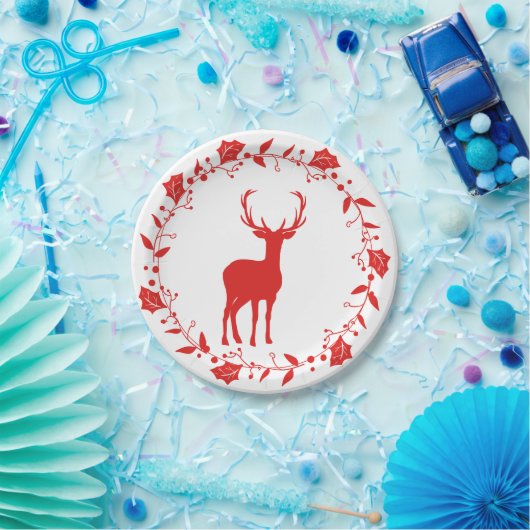 Rood en wit kerstpapier Bord (Feest)