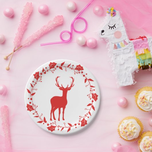 Rood en wit kerstpapier Bord (Feest)