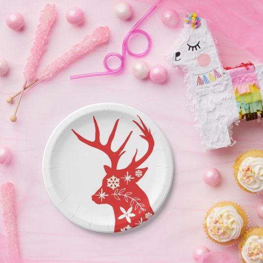 Rood en wit kerstpapier Bord (Feest)