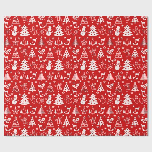 Rood en wit kerstpapier cadeaupapier (Vlak)