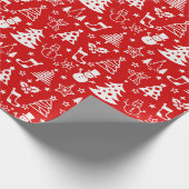 Rood en wit kerstpapier cadeaupapier (Hoek)