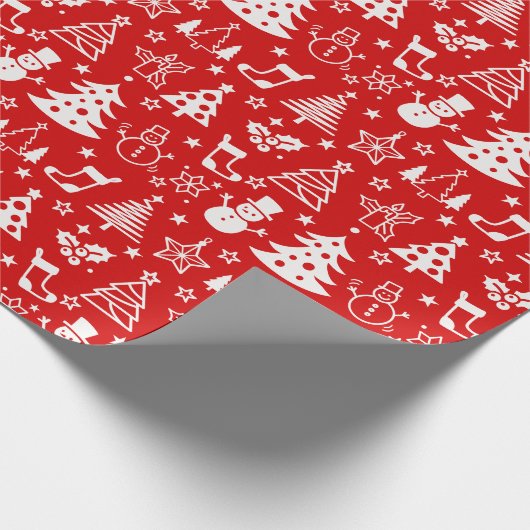 Rood en wit kerstpapier cadeaupapier (Hoek)