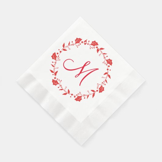 Rood en wit kerstpapier Napkin Monogram Servetten (Hoek)