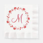 Rood en wit kerstpapier Napkin Monogram Servetten (Voorkant)