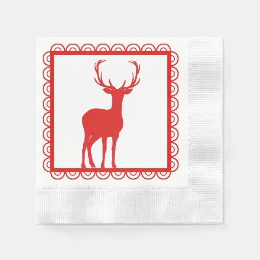 Rood en wit kerstpapier Napkin Servetten (Voorkant)