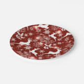 Rood en wit kerstpatroon met rendieren papieren bordje (Gekanteld)