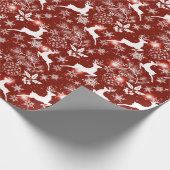Rood en wit kerstpatroon met rendierschroot cadeaupapier (Hoek)