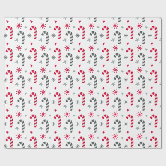 Rood en wit kerstpatroon met snoepstokken cadeaupapier (Vlak)