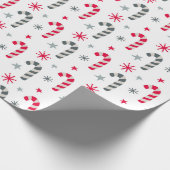 Rood en wit kerstpatroon met snoepstokken cadeaupapier (Hoek)