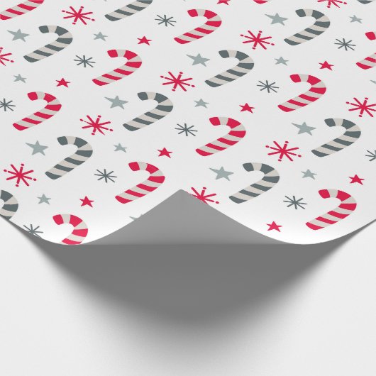Rood en wit kerstpatroon met snoepstokken cadeaupapier (Hoek)