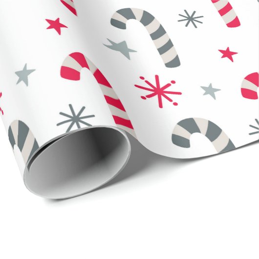 Rood en wit kerstpatroon met snoepstokken cadeaupapier (Rol Hoek)