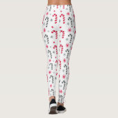 Rood en wit kerstpatroon met snoepstokken leggings (Achterkant)