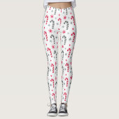 Rood en wit kerstpatroon met snoepstokken leggings (Voorkant)