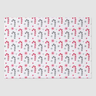 Rood en wit kerstpatroon met snoepstokken tissuepapier