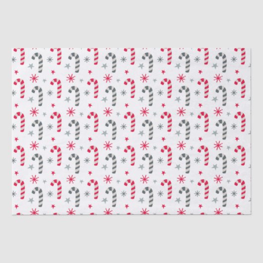 Rood en wit kerstpatroon met snoepstokken tissuepapier (Voorkant)
