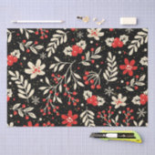 Rood en wit kerstpatroon op zwart tissuepapier (Craft)