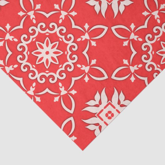 Rood en wit kerstpatroon tissuepapier (Detail)