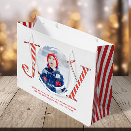 Rood en Wit Kerstplezier Aangepast Groot Cadeauzakje