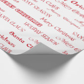 Rood en wit kerstscript cadeaupapier (Hoek)