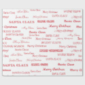 Rood en wit kerstscript cadeaupapier (Vlak)