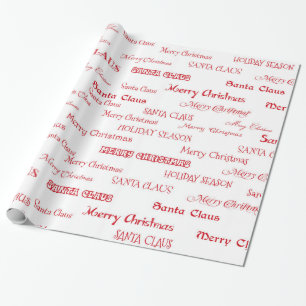 Rood en wit kerstscript cadeaupapier