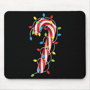 Rood en wit Kerstsnoep Cane Santa Xmas Light Muismat