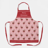 Rood en wit kerstsnoeppatroon op roze schort (Voorkant)