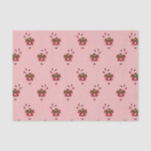 Rood en wit kerstsnoeppatroon op roze tissuepapier (Voorkant)