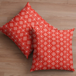 Rood en wit kerstsnowflake patroon kussen
