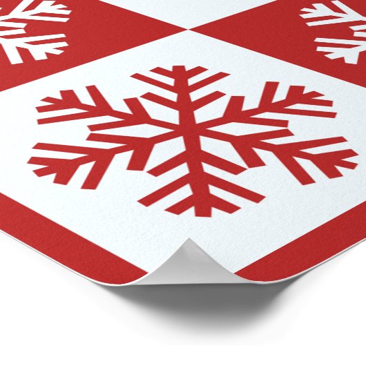 Rood en wit kerstsnowflake patroon poster (Hoek)