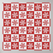 Rood en wit kerstsnowflake patroon poster (Voorkant)