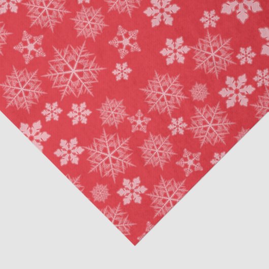 Rood en wit kerstsnowflake patroon tissuepapier (Detail)