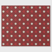 Rood en wit kerststerpatroon inpakpapier (Vlak)