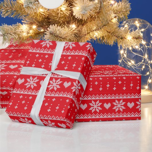 Rood en Wit Kersttrui Vintage Kerstmis Cadeaupapier (Feestdagen)