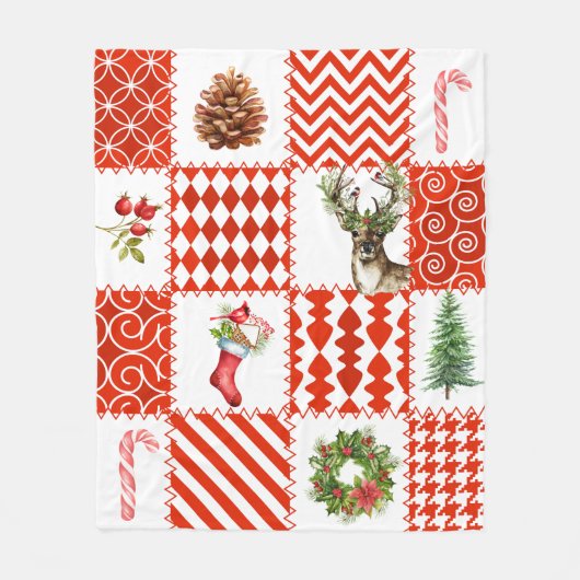 Rood en wit kerstvierkant gebak fleece deken (Voorkant)