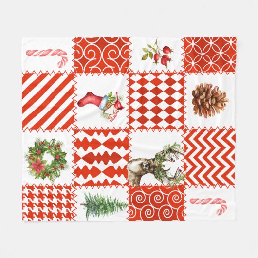 Rood en wit kerstvierkant gebak fleece deken (Voorkant (Horizontaal))