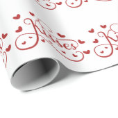 Rood en Wit KISSES Woordkunst Cadeaupapier (Rol Hoek)