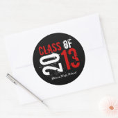 Rood en Wit Klasse van 2013 Afstuderen Ronde Sticker (Envelop)
