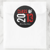 Rood en Wit Klasse van 2013 Afstuderen Ronde Sticker (Tas)
