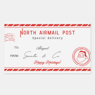 Rood en Wit Klassiek Vintage Kerstmis Van Sinterkl Rechthoekige Sticker