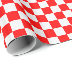 Rood en wit Klassieke Checkerboard door STaylor Cadeaupapier