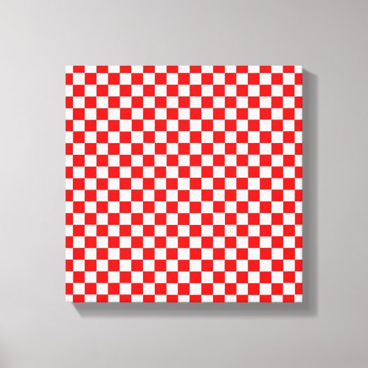 Rood en wit Klassieke Checkerboard door STaylor Canvas Afdruk (Voorkant)