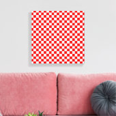 Rood en wit Klassieke Checkerboard door STaylor Canvas Afdruk (Insitu (Woonkamer))
