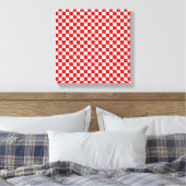 Rood en wit Klassieke Checkerboard door STaylor Canvas Afdruk (Insitu (Slaapkamer))